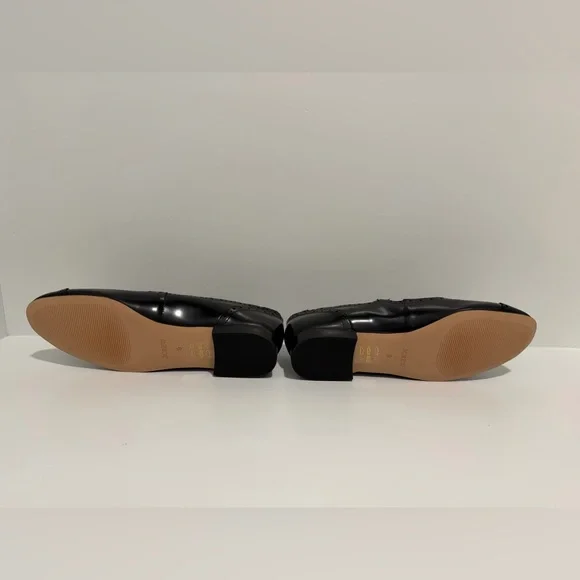 J. Crew Wing Tip Mary Jane Ballet Flats Black Spazzolato Leather size 9 CH271 - Picture 9 of 9